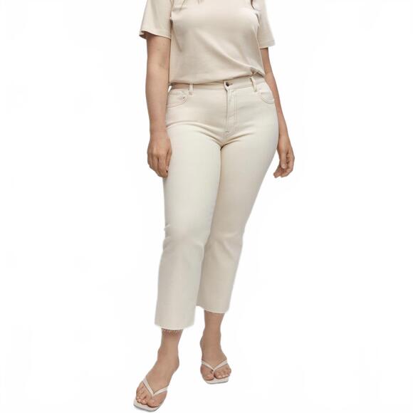 Mango Cropped Flared Jeans Off White NWT Size 14 - Picture 1 of 5